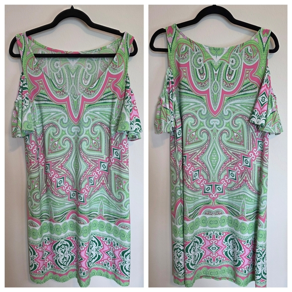 MSK Vibrant Green and Pink Paisley Tunic - Picture 1 of 6